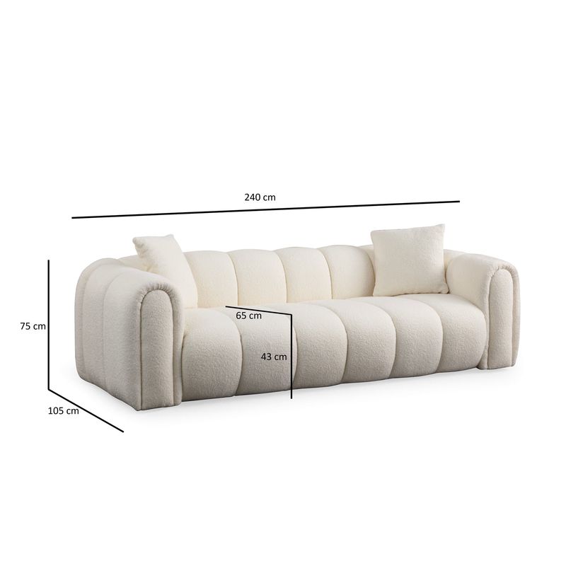 Casa si Gradina - Mobilier - Canapele si coltare - Canapele - Canapea 3 locuri, Atelier Del Sofa, lemn fag si pal, alb, 240x105x75 cm, 560ARE1544 - Infinity.ro