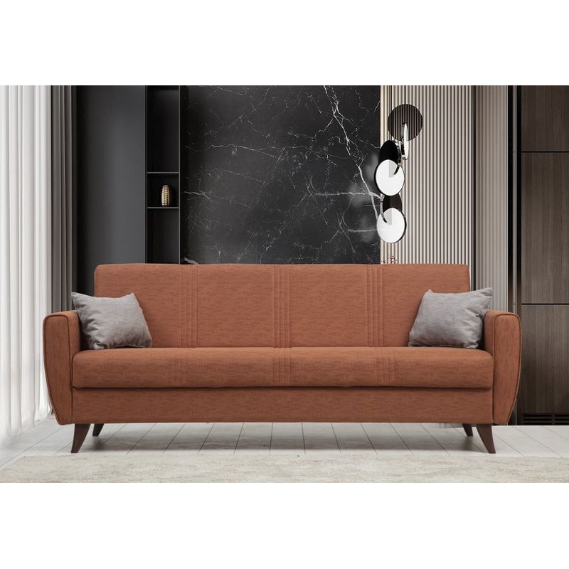 Casa si Gradina - Mobilier - Canapele si coltare - Canapele - Canapea extensibila 3 locuri, Atelier Del Sofa, cadru metal lemn, rosu tigla, 207x86x77 cm - Infinity.ro
