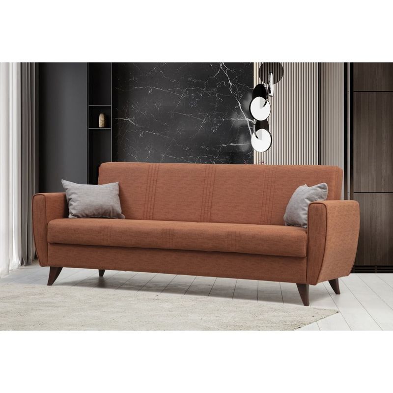 Casa si Gradina - Mobilier - Canapele si coltare - Canapele - Canapea extensibila 3 locuri, Atelier Del Sofa, cadru metal lemn, rosu tigla, 207x86x77 cm - Infinity.ro