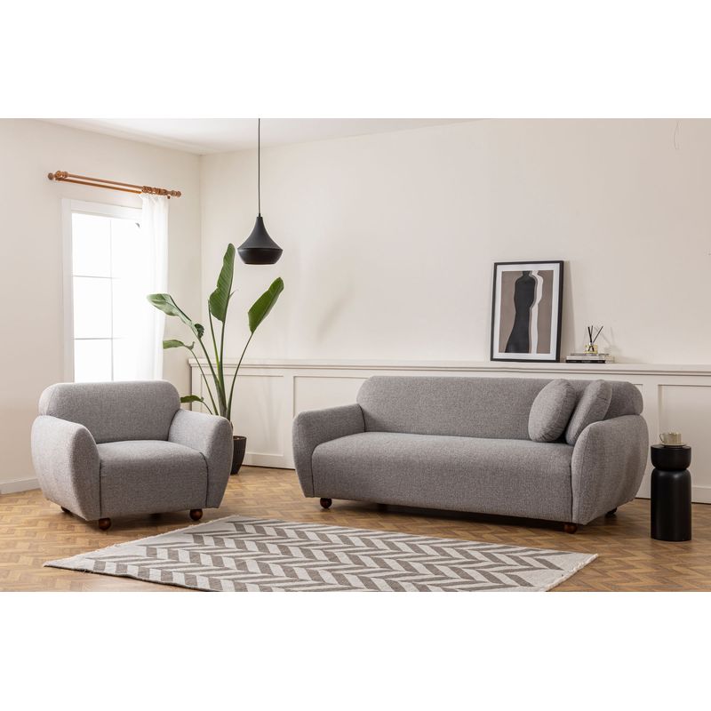 Casa si Gradina - Mobilier - Canapele si coltare - Canapele - Canapea 3 locuri, Atelier Del Sofa, lemn fag si pal, gri deschis, 223x83x86 cm - Infinity.ro