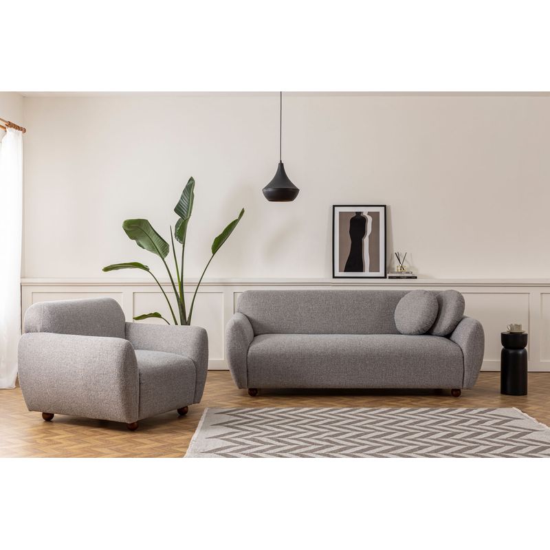 Casa si Gradina - Mobilier - Canapele si coltare - Canapele - Canapea 3 locuri, Atelier Del Sofa, lemn fag si pal, gri deschis, 223x83x86 cm - Infinity.ro