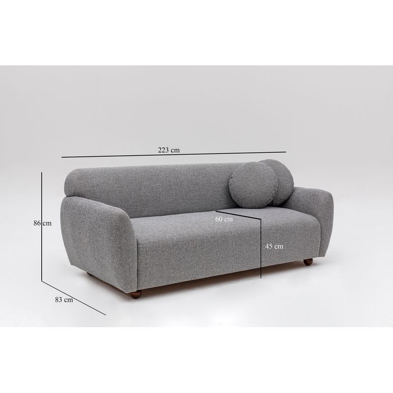 Casa si Gradina - Mobilier - Canapele si coltare - Canapele - Canapea 3 locuri, Atelier Del Sofa, lemn fag si pal, gri deschis, 223x83x86 cm - Infinity.ro