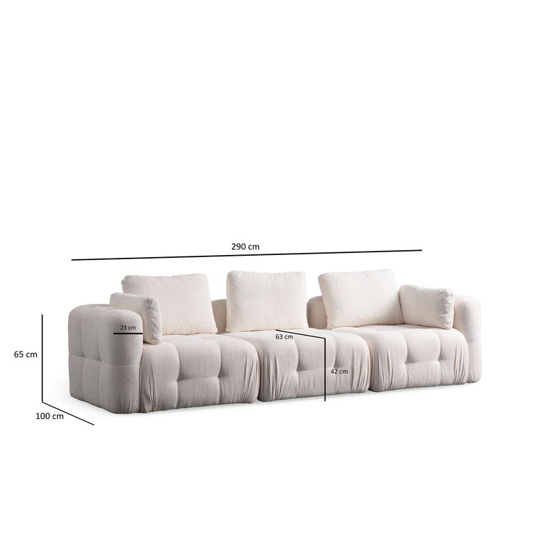 Casa si Gradina - Mobilier - Canapele si coltare - Canapele - Canapea 3 locuri, Atelier Del Sofa, lemn fag si pal, alb, 290x100x65 cm - Infinity.ro
