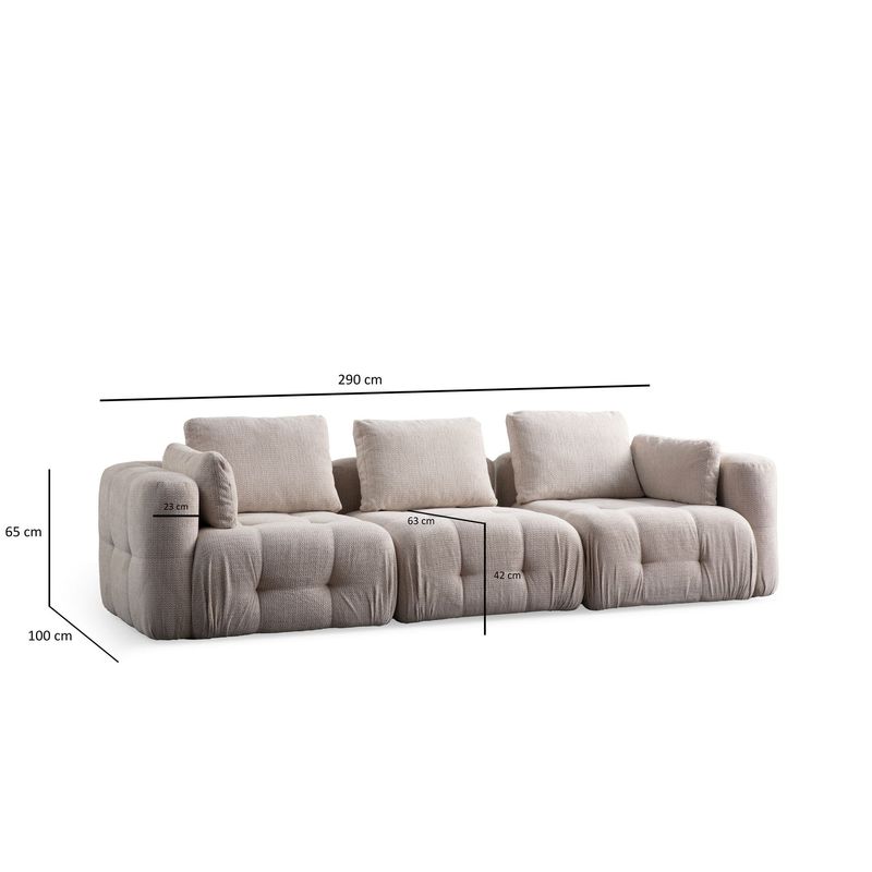 Casa si Gradina - Mobilier - Canapele si coltare - Canapele - Canapea 3 locuri, Atelier Del Sofa, lemn fag si pal, bej, 290x100x65 cm - Infinity.ro