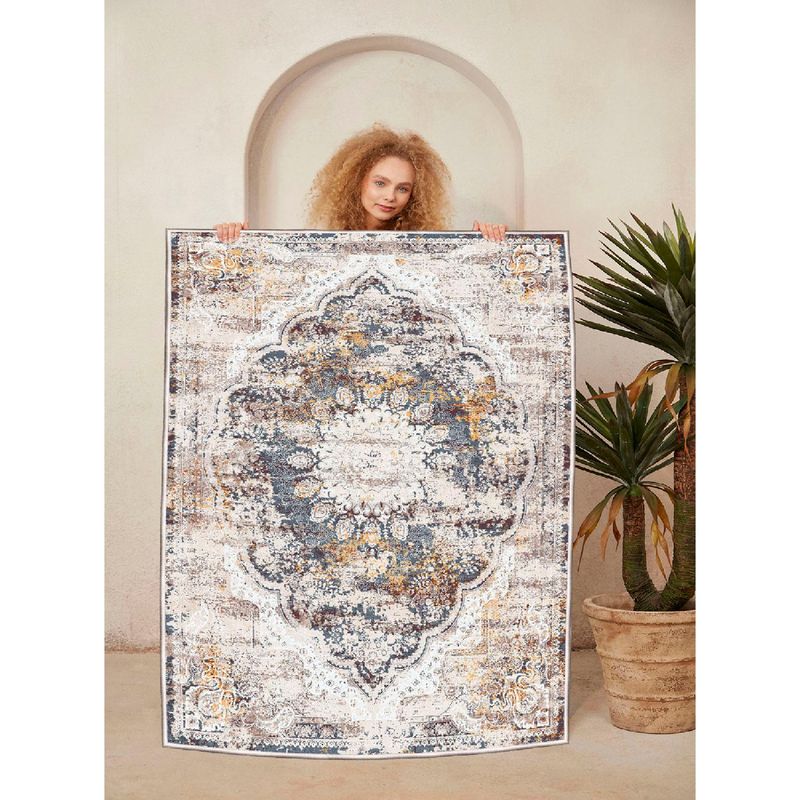 Casa si Gradina - Textile si covoare - Covoare - Covoare casa - Covor, Conceptum Hypnose, crem, gri, rosu claret, 160x230 cm, bumbac 100%, antiderapant - Infinity.ro
