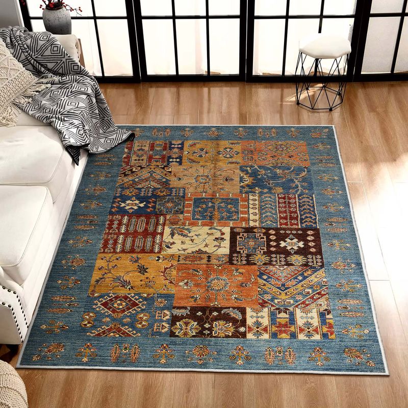 Casa si Gradina - Textile si covoare - Covoare - Covoare casa - Covor, Conceptum Hypnose, bumbac 100%, camel, portocaliu, rosu tigla, albastru, 120x180 cm, antibacterian, antiderapant - Infinity.ro