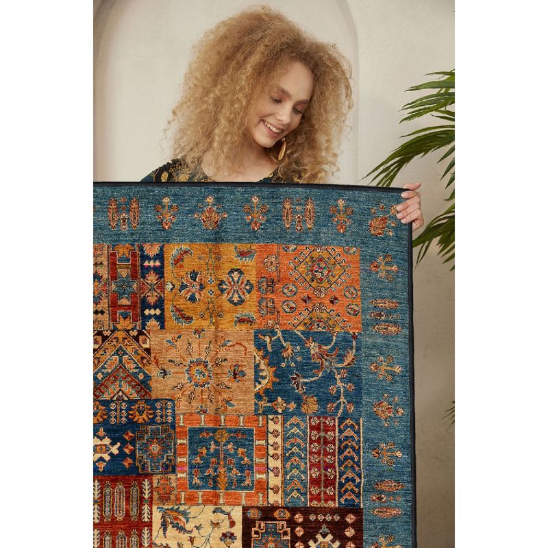 Casa si Gradina - Textile si covoare - Covoare - Covoare casa - Covor, Conceptum Hypnose, bumbac 100%, camel, portocaliu, rosu tigla, albastru, 120x180 cm, antibacterian, antiderapant - Infinity.ro