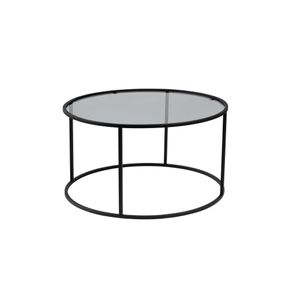 Masa de cafea, Hanah Home, sticla securizata si metal, negru si gri, 80x80x43 cm