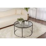 Casa si Gradina - Mobilier - Mese si birouri - Masute de cafea - Masa de cafea, Hanah Home, sticla securizata si metal, negru si gri, 80x80x43 cm - Infinity.ro