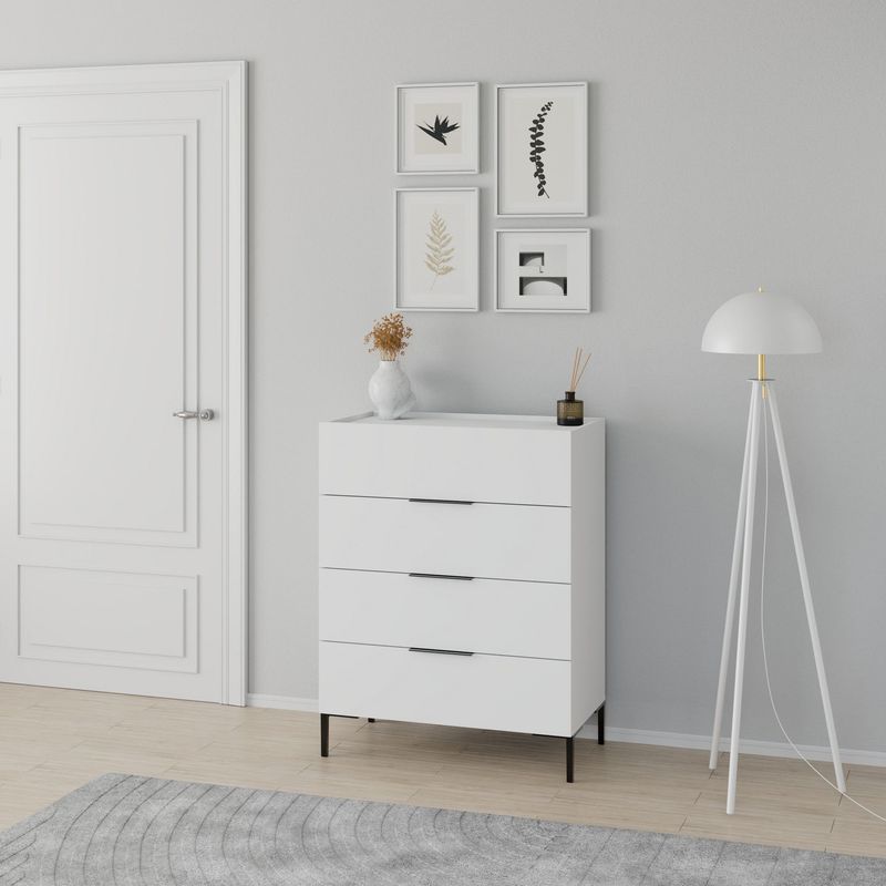 Casa si Gradina - Mobilier - Comode si corpuri - Comode - Comoda, Hanah Home, pal melaminat, alb, 80x44x104 cm - Infinity.ro