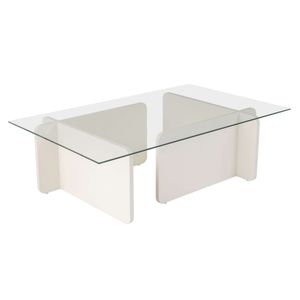Masuta de cafea, Hanah Home, lemn cu sticla, alb lemn, 105x65x30 cm