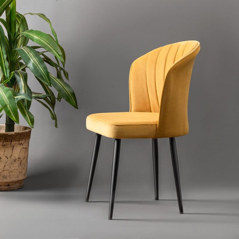 Casa si Gradina - Mobilier - Scaune si fotolii - Scaune - Set de scaune, Hanah Home, mdf, galben si negru, 52x42x85 cm, 4 piese - Infinity.ro