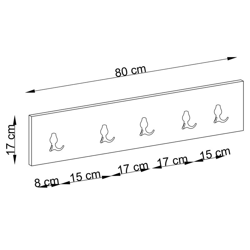 Casa si Gradina - Mobilier - Organizare si depozitare - Cuiere - Cuiere de perete, Hanah Home, pal melaminat, alb, 80x17x1.8 cm - Infinity.ro