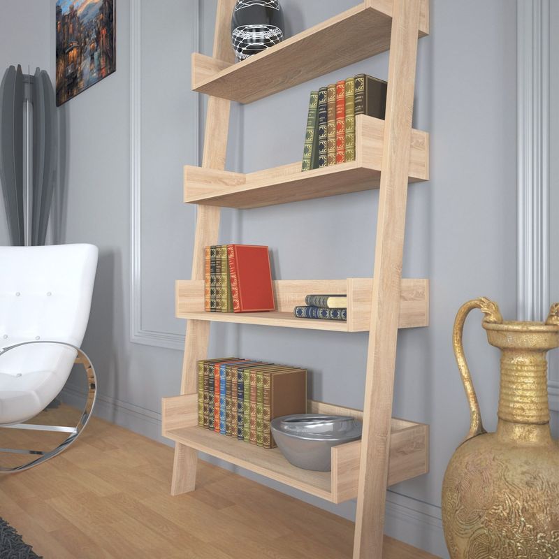 Casa si Gradina - Mobilier - Biblioteci si rafturi - Biblioteci - Biblioteca, Hanah Home, pal melaminat, stejar deschis, 80x32x195 cm - Infinity.ro