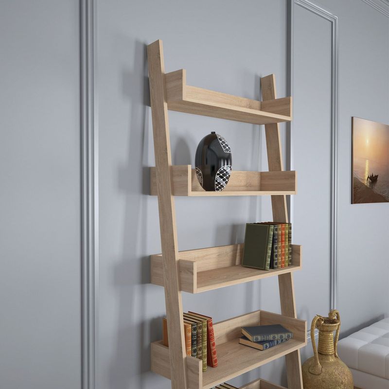 Casa si Gradina - Mobilier - Biblioteci si rafturi - Biblioteci - Biblioteca, Hanah Home, pal melaminat, stejar deschis, 80x32x195 cm - Infinity.ro