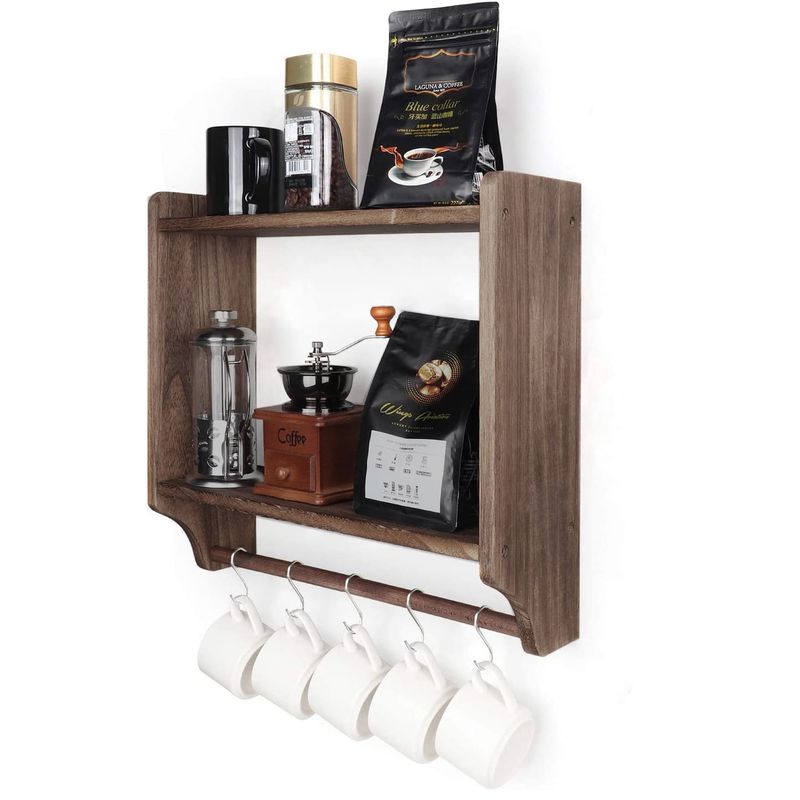 Casa si Gradina - Mobilier - Mobilier baie - Etajere baie - Raft de perete, Hanah Home, lemn de molid, nuc, 45x45x11 cm - Infinity.ro