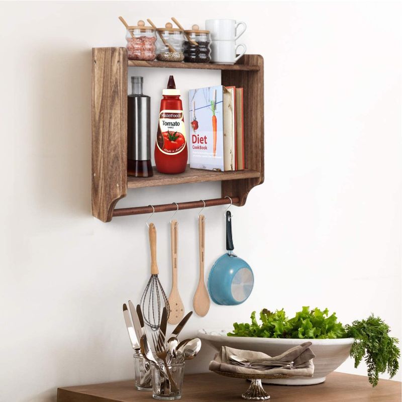Casa si Gradina - Mobilier - Mobilier baie - Etajere baie - Raft de perete, Hanah Home, lemn de molid, nuc, 45x45x11 cm - Infinity.ro