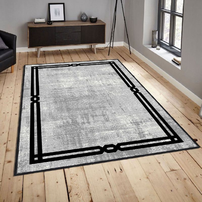 Casa si Gradina - Textile si covoare - Covoare - Covoare casa - Covor, Conceptum Hypnose, 100% bumbac, gri negru, 80x150 cm, antiderapant - Infinity.ro
