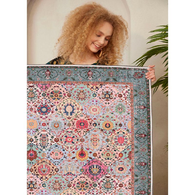 Casa si Gradina - Textile si covoare - Covoare - Covoare casa - Covor, Conceptum Hypnose, 100% bumbac, crem, rosu, portocaliu, albastru, verde, 160x230 cm, antiderapant - Infinity.ro