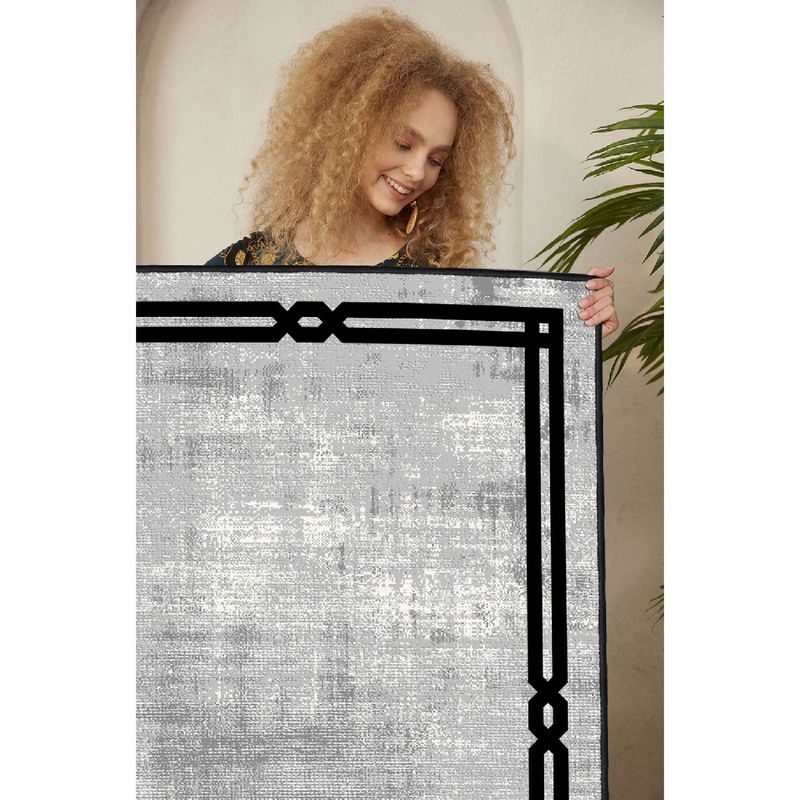 Casa si Gradina - Textile si covoare - Covoare - Covoare casa - Covor, Conceptum Hypnose, 100% bumbac, gri negru, 80x150 cm, antiderapant - Infinity.ro