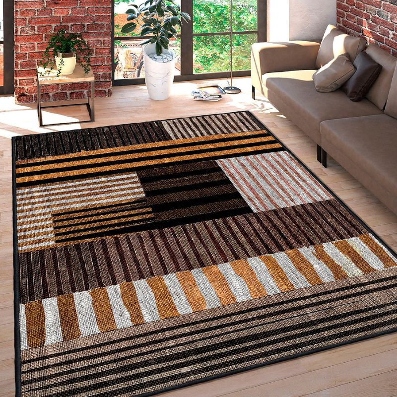 Casa si Gradina - Textile si covoare - Covoare - Covoare casa - Covor, Conceptum Hypnose, alb portocaliu maro negru, 160x230 cm, 100% bumbac, antiderapant - Infinity.ro