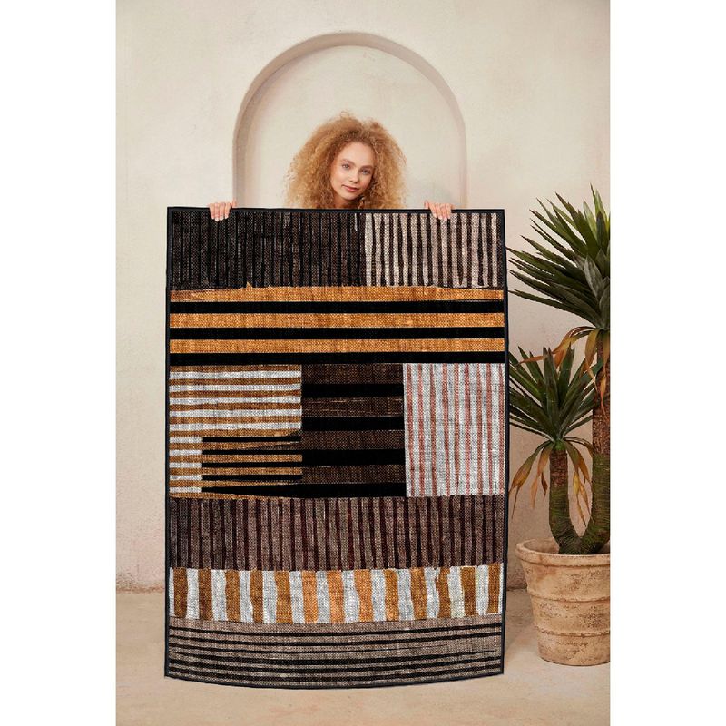 Casa si Gradina - Textile si covoare - Covoare - Covoare casa - Covor, Conceptum Hypnose, alb portocaliu maro negru, 160x230 cm, 100% bumbac, antiderapant - Infinity.ro