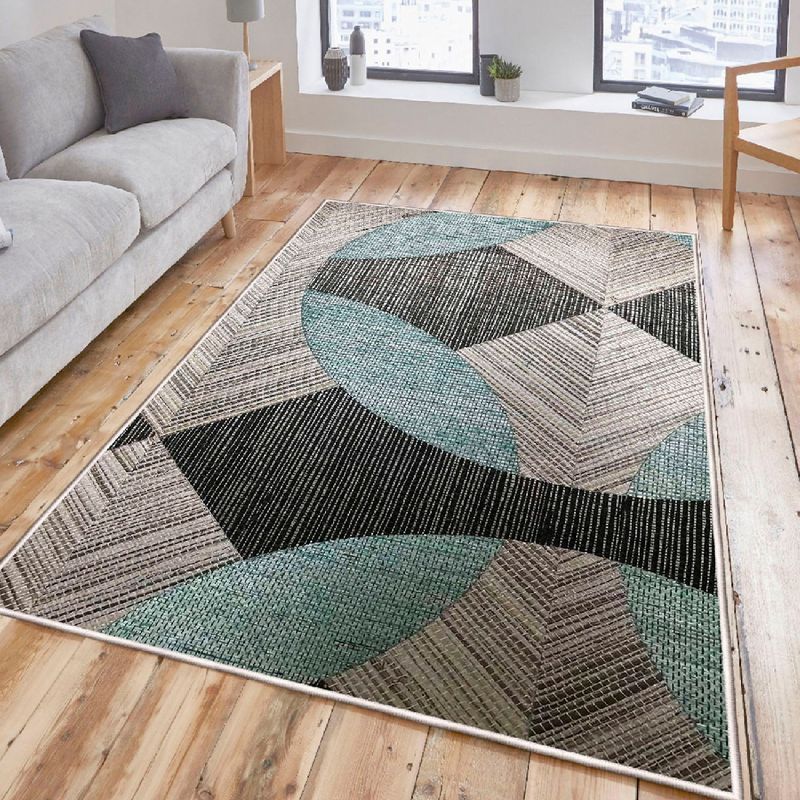 Casa si Gradina - Textile si covoare - Covoare - Covoare casa - Covor, Conceptum Hypnose, albastru gri negru, 160x230 cm, 100% bumbac, antiderapant - Infinity.ro