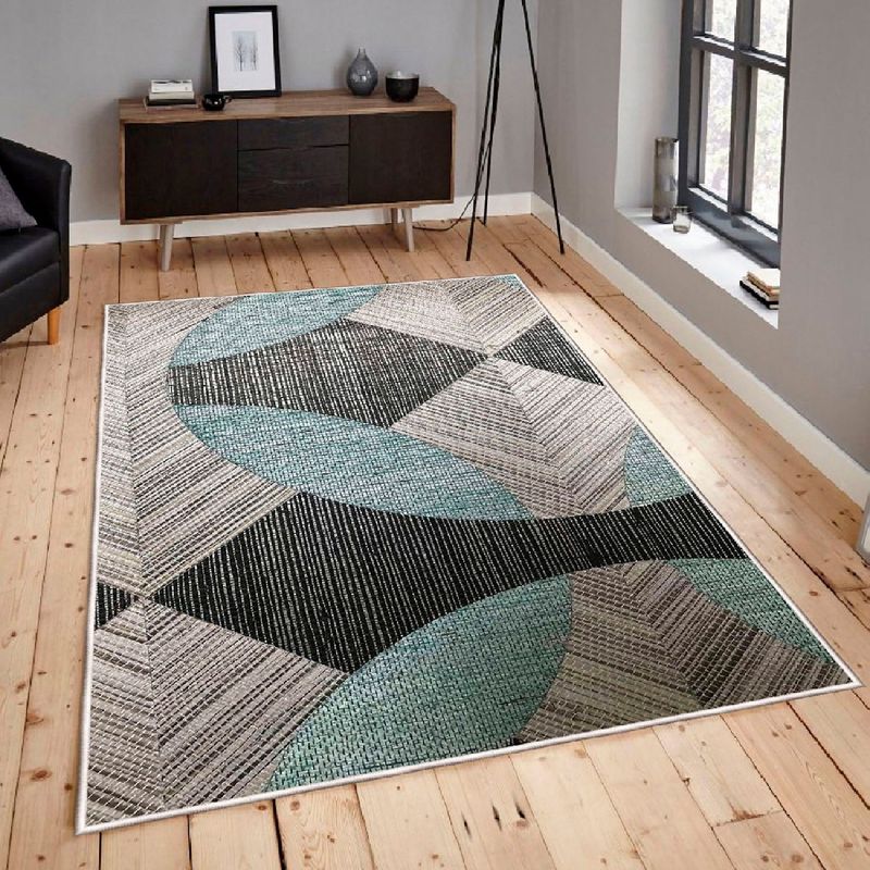 Casa si Gradina - Textile si covoare - Covoare - Covoare casa - Covor, Conceptum Hypnose, albastru gri negru, 160x230 cm, 100% bumbac, antiderapant - Infinity.ro