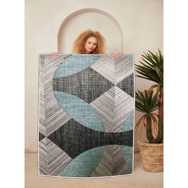 Casa si Gradina - Textile si covoare - Covoare - Covoare casa - Covor, Conceptum Hypnose, albastru gri negru, 160x230 cm, 100% bumbac, antiderapant - Infinity.ro