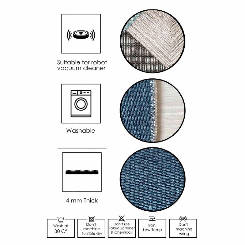 Casa si Gradina - Textile si covoare - Covoare - Covoare casa - Covor, Conceptum Hypnose, albastru gri negru, 160x230 cm, 100% bumbac, antiderapant - Infinity.ro