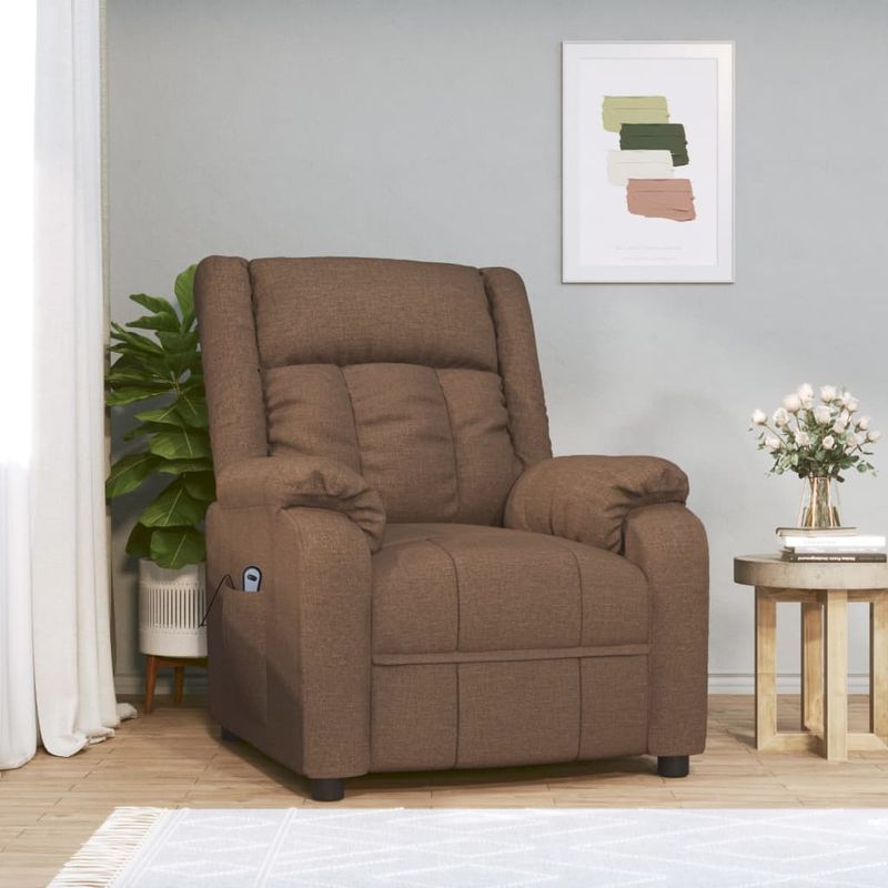 Casa si Gradina - Mobilier - Scaune si fotolii - Fotolii - Fotoliu rabatabil electric, maro, material textil - Infinity.ro