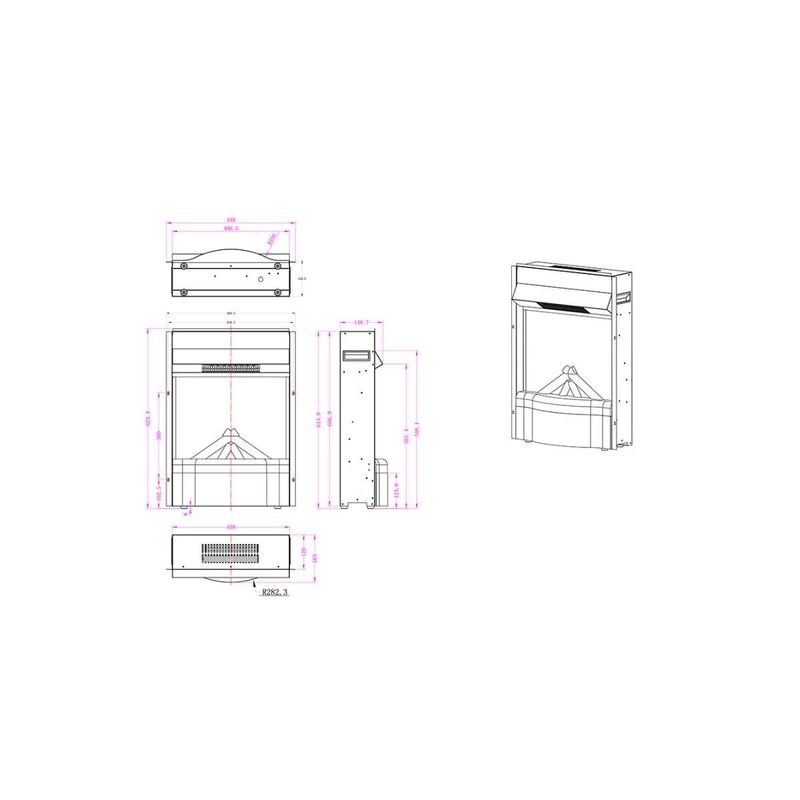 Casa si Gradina - Termice - Sobe, Seminee si accesorii - Seminee - Semineu electric incorporabil Corsica, 624.3x448x165 mm, 1500W - Infinity.ro
