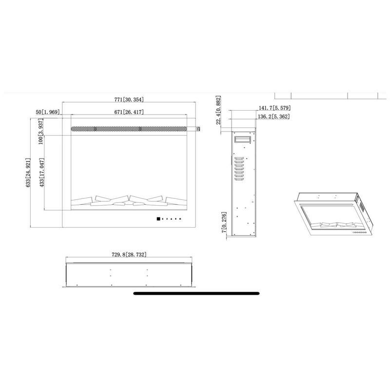 Casa si Gradina - Termice - Sobe, Seminee si accesorii - Seminee - Semineu electric de perete-incorporabil Colorado, 633x771x142 mm, 1500W - Infinity.ro