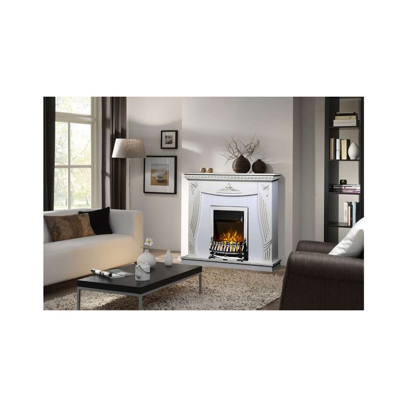 Casa si Gradina - Termice - Sobe, Seminee si accesorii - Seminee - Semineu electric Napoli alb & Galileo silver, Art Flame, 1035x1100x300 mm, 2000W - Infinity.ro