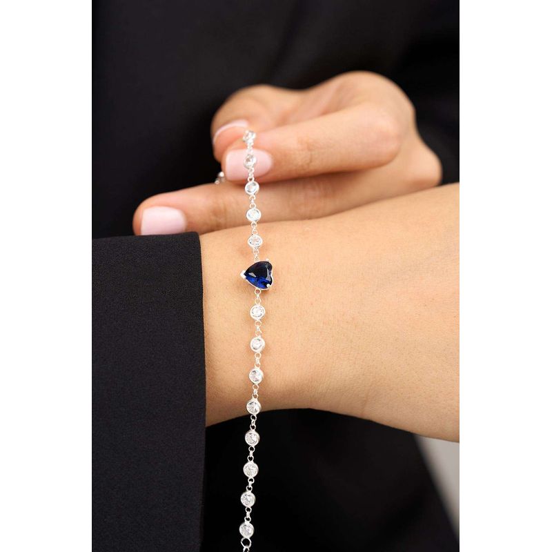 Fashion, accesorii si bijuterii - Femei - Bijuterii femei - Bratari femei - Bratara, Heliophilia, argint 925, zirconiu, albastru marin, unisex, marime universala - Infinity.ro