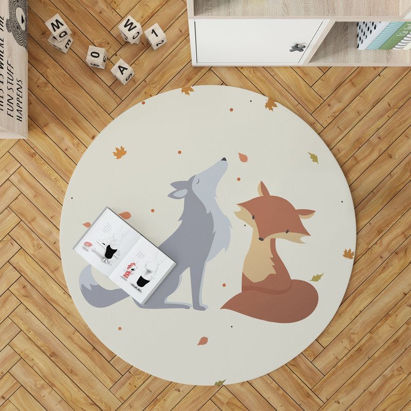 Casa si Gradina - Textile si covoare - Covoare - Covoare copii - Covor copii, Conceptum Hypnose, alb, 90x90 cm, 70% bumbac, antiderapant - Infinity.ro