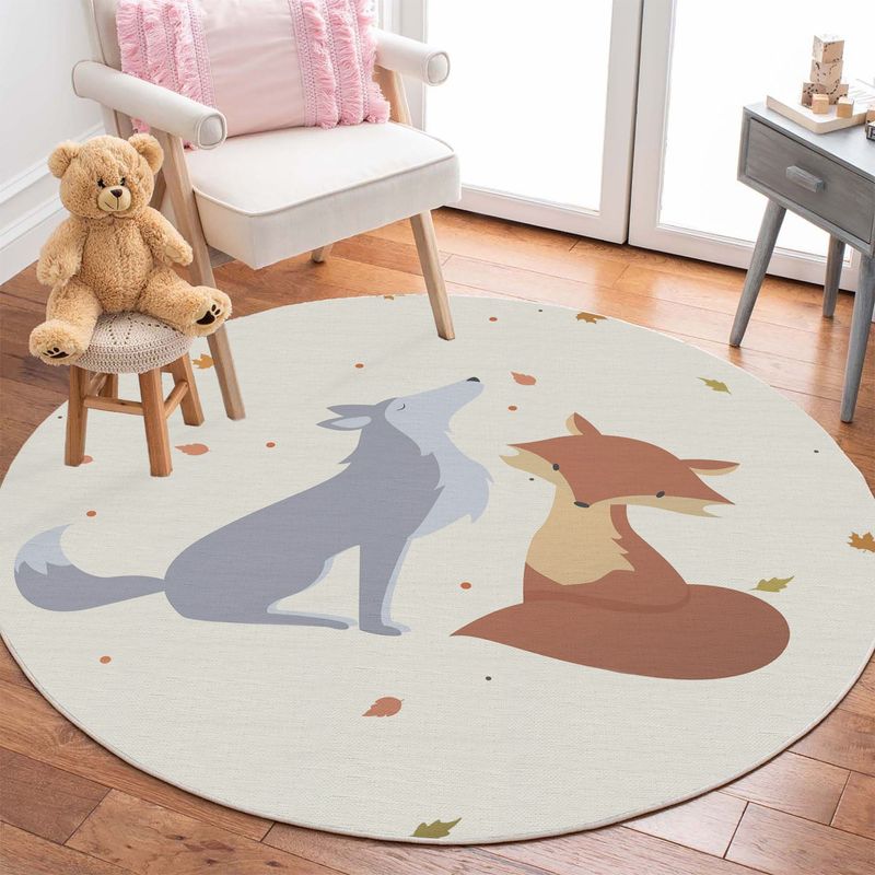 Casa si Gradina - Textile si covoare - Covoare - Covoare copii - Covor copii, Conceptum Hypnose, alb, 90x90 cm, 70% bumbac, antiderapant - Infinity.ro