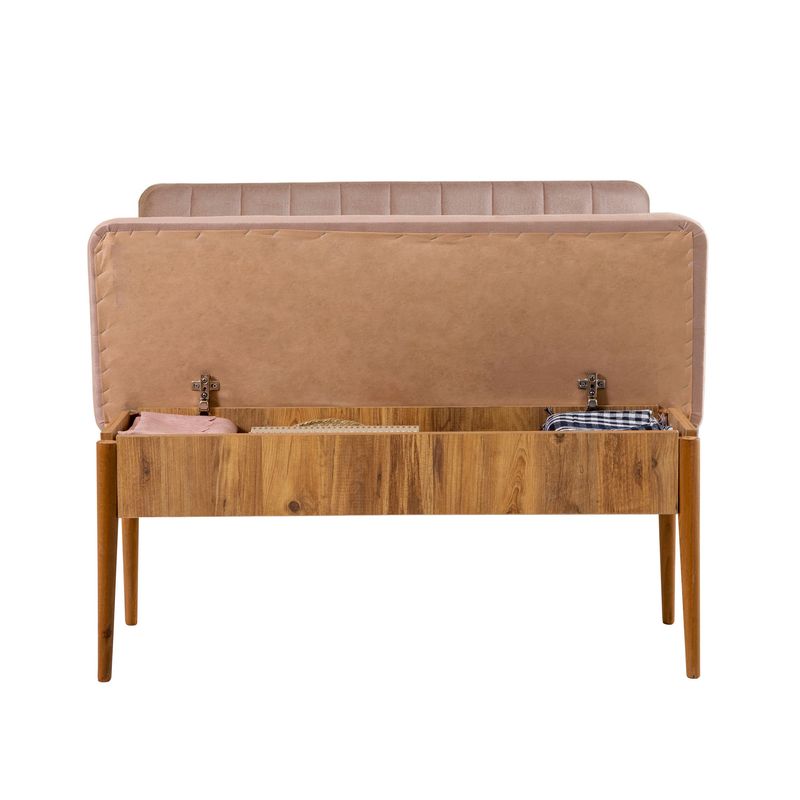 Casa si Gradina - Mobilier - Canapele si coltare - Banchete - Banca tapitata, Hanah Home, catifea, pin atlantic si piatra, 110x46x85 cm - Infinity.ro