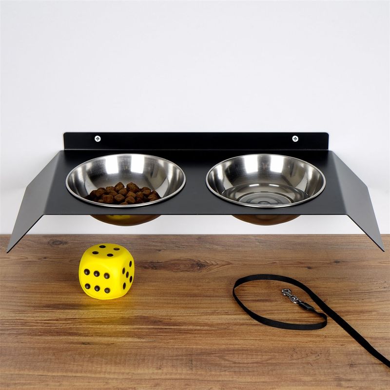 Petshop - Accesorii petshop - Castroane si adapatori - Bol pentru hrana animale, Hanah Home, metal, negru, 50x20x6 cm - Infinity.ro