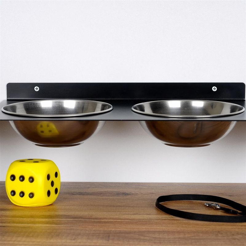 Petshop - Accesorii petshop - Castroane si adapatori - Bol pentru hrana animale, Hanah Home, metal, negru, 50x20x6 cm - Infinity.ro