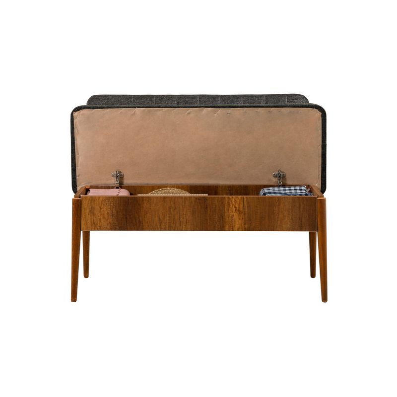 Casa si Gradina - Mobilier - Canapele si coltare - Banchete - Banca, Hanah Home, pal melaminat, nuc si antracit, 110x40x85 cm - Infinity.ro