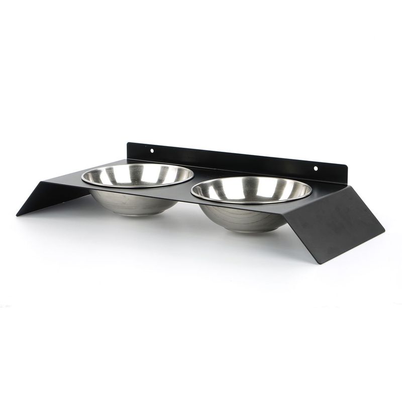 Petshop - Accesorii petshop - Castroane si adapatori - Bol pentru hrana animale, Hanah Home, metal, negru, 50x20x6 cm - Infinity.ro