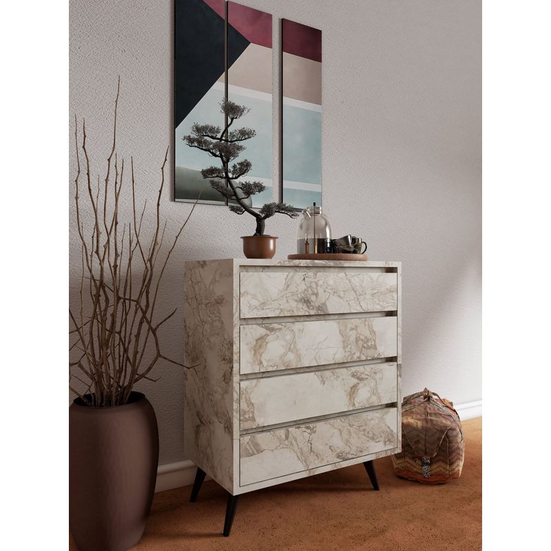 Casa si Gradina - Mobilier - Comode si corpuri - Comode - Comoda, Hanah Home, panou aglomerat melaminat, marmura ephesus, 70x40x86 cm - Infinity.ro