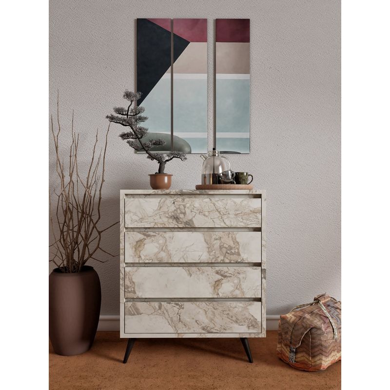 Casa si Gradina - Mobilier - Comode si corpuri - Comode - Comoda, Hanah Home, panou aglomerat melaminat, marmura ephesus, 70x40x86 cm - Infinity.ro