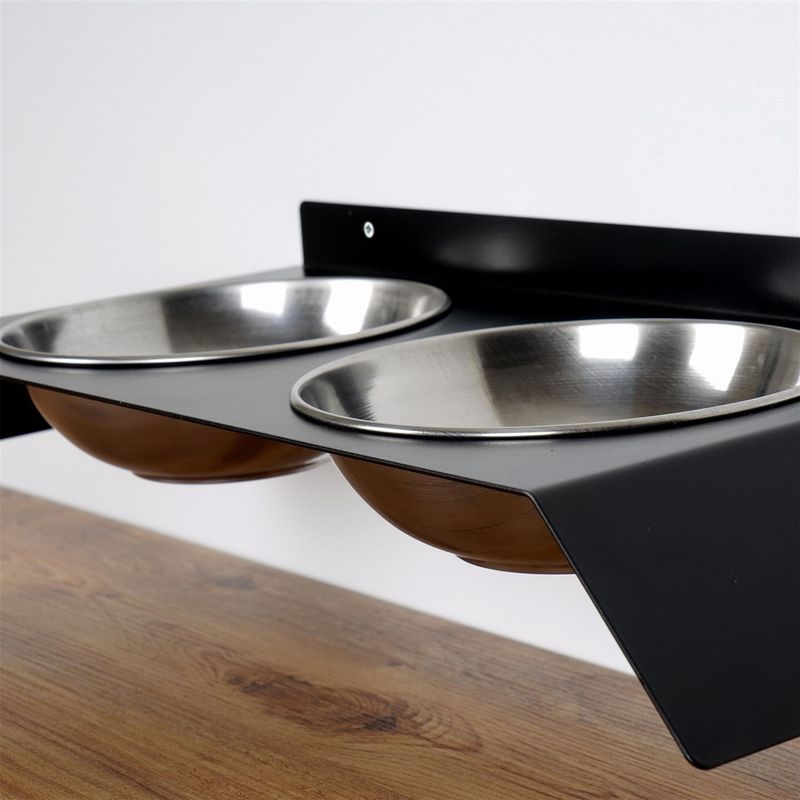 Petshop - Accesorii petshop - Castroane si adapatori - Bol pentru hrana animale, Hanah Home, metal, negru, 50x20x6 cm - Infinity.ro