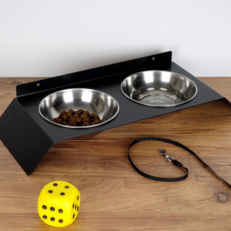 Petshop - Accesorii petshop - Castroane si adapatori - Bol pentru hrana animale, Hanah Home, metal, negru, 50x20x6 cm - Infinity.ro