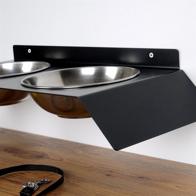 Petshop - Accesorii petshop - Castroane si adapatori - Bol pentru hrana animale, Hanah Home, metal, negru, 50x20x6 cm - Infinity.ro