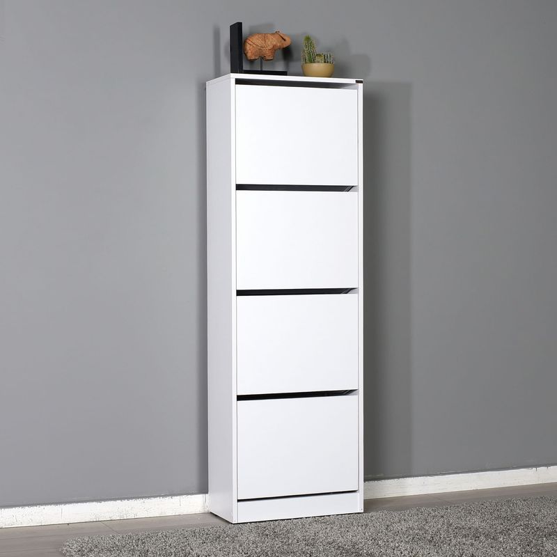 Casa si Gradina - Mobilier - Organizare si depozitare - Organizator incaltaminte - Dulap pentru pantofi, Hanah Home, pal melaminat, alb, 51x26x157 cm - Infinity.ro