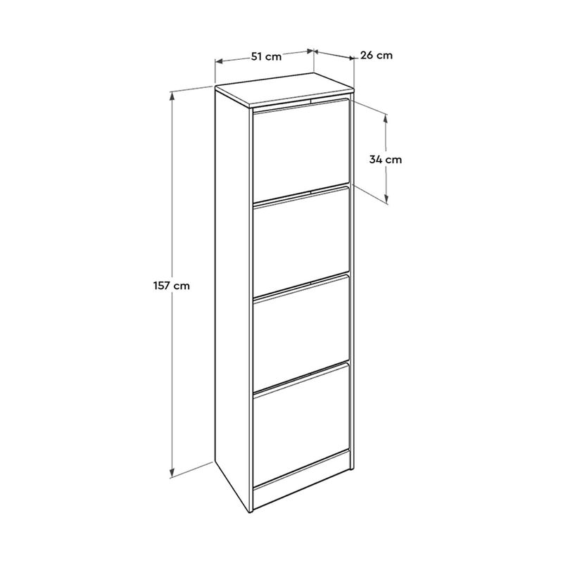 Casa si Gradina - Mobilier - Organizare si depozitare - Organizator incaltaminte - Dulap pentru pantofi, Hanah Home, pal melaminat, alb, 51x26x157 cm - Infinity.ro