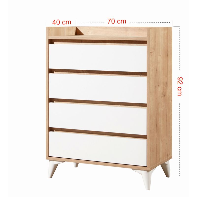 Casa si Gradina - Mobilier - Comode si corpuri - Comode - Comoda, Hanah Home, pal melaminat, stejar safir si alb, 70x40x92 cm - Infinity.ro